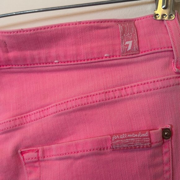 NEW (NWOT) 7 For All Mankind Pink High Waist Slim Kick Jeans w/ wh. piping sz 30 - Picture 10 of 13